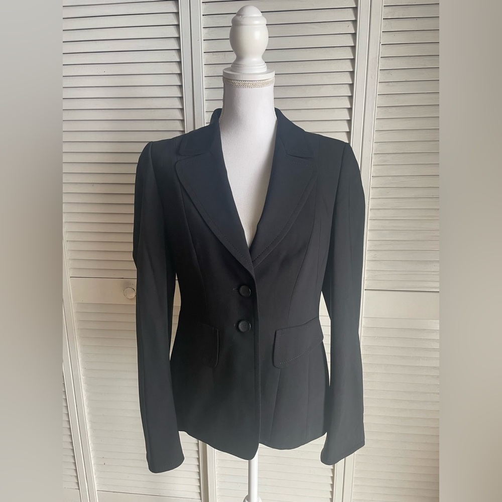 Escada Black Wool Blend Blazer Jacket Size 36 Small S Excellent Condition